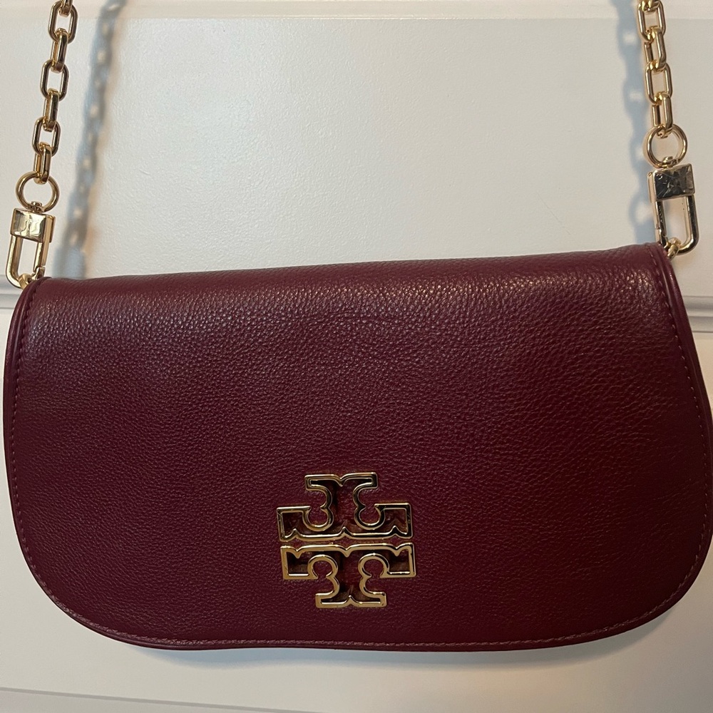 Tory Burch Burgundy Leather Shoulder Bag